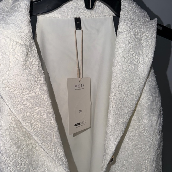 Motf Ivory Lace Button-Front Mini Dress | Sleeveless Collared | NWT | Size M - Picture 7 of 10